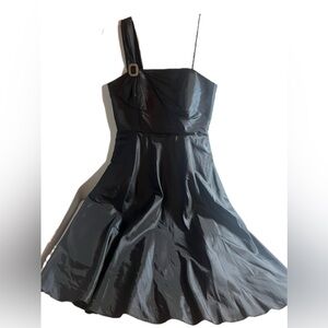 Eliza J New York One Shoulder Black Party Formal Dress Size 12 W/ Stud Accent